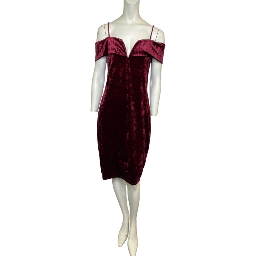 WWW Velvet Off the Shoulder V-Neck Knee Length Dress Red Size XXXL NWT
